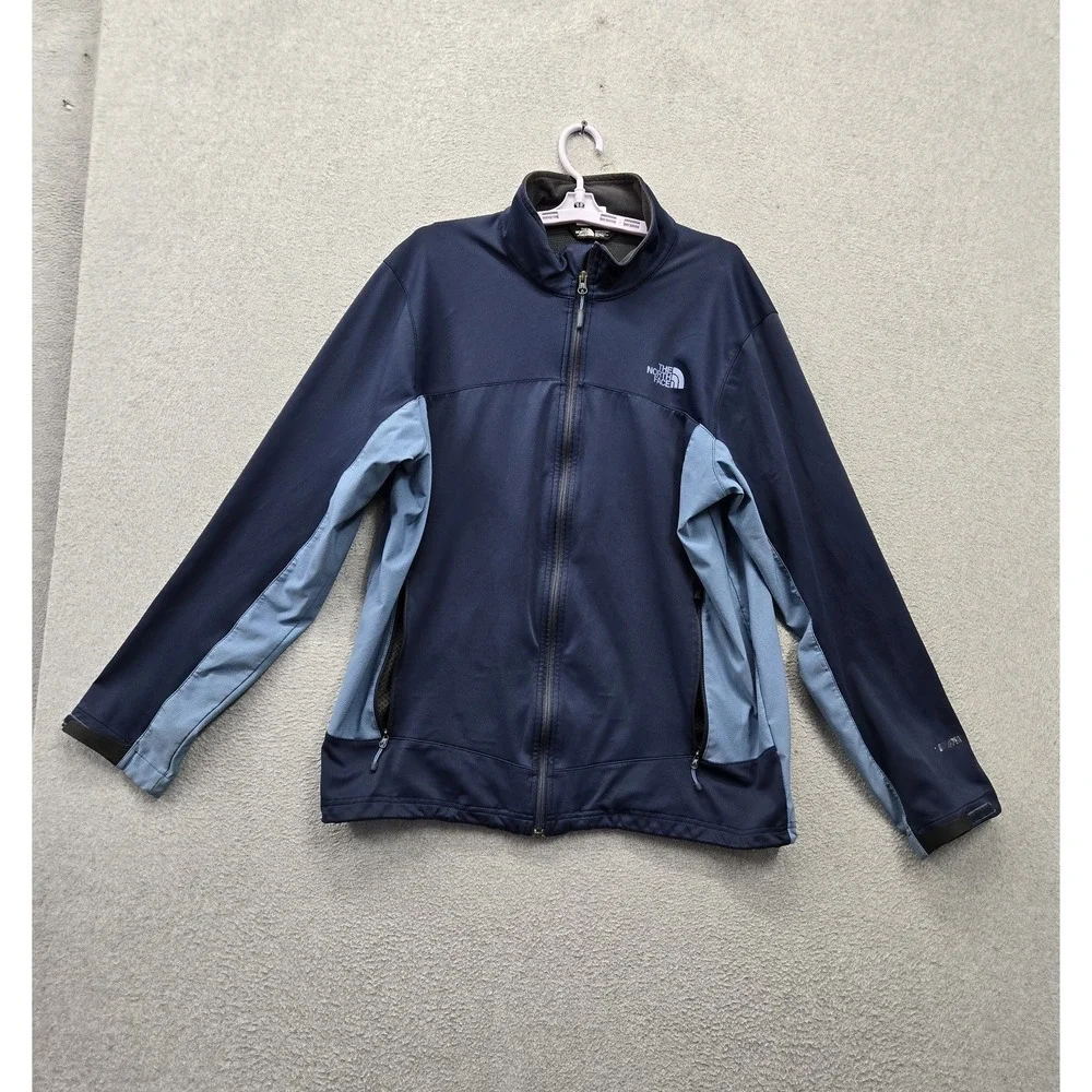 The North Face Men Jacket XL Blue Colorblock Windstopper Windbreaker Full Zip